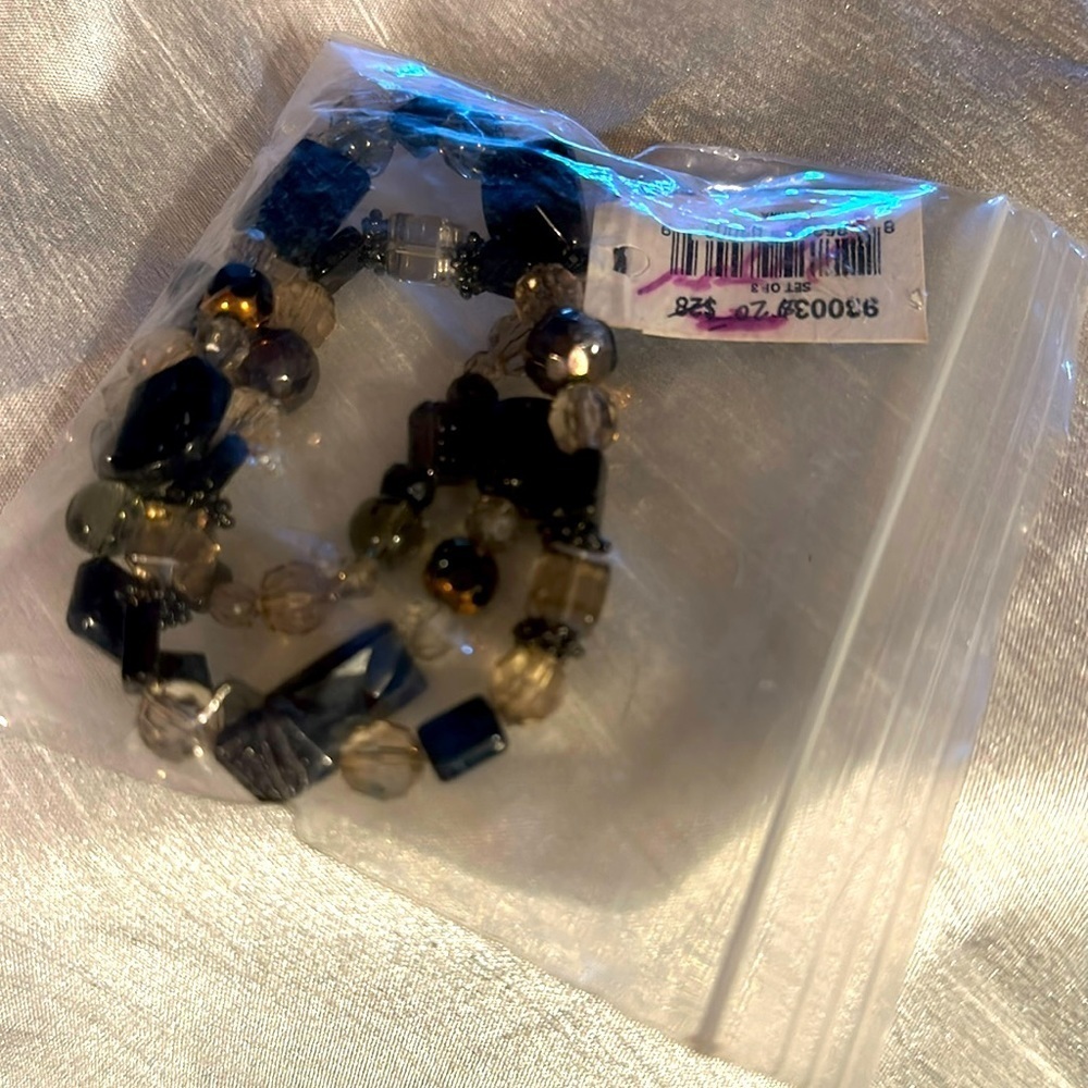 Cookie Lee set of 3 stretchy beaded bracelets NWT